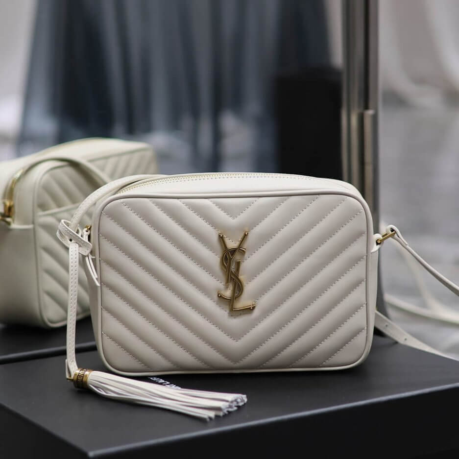 White YSL LOU CAMERA BAG IN QUILTED LEATHER - Image 2
