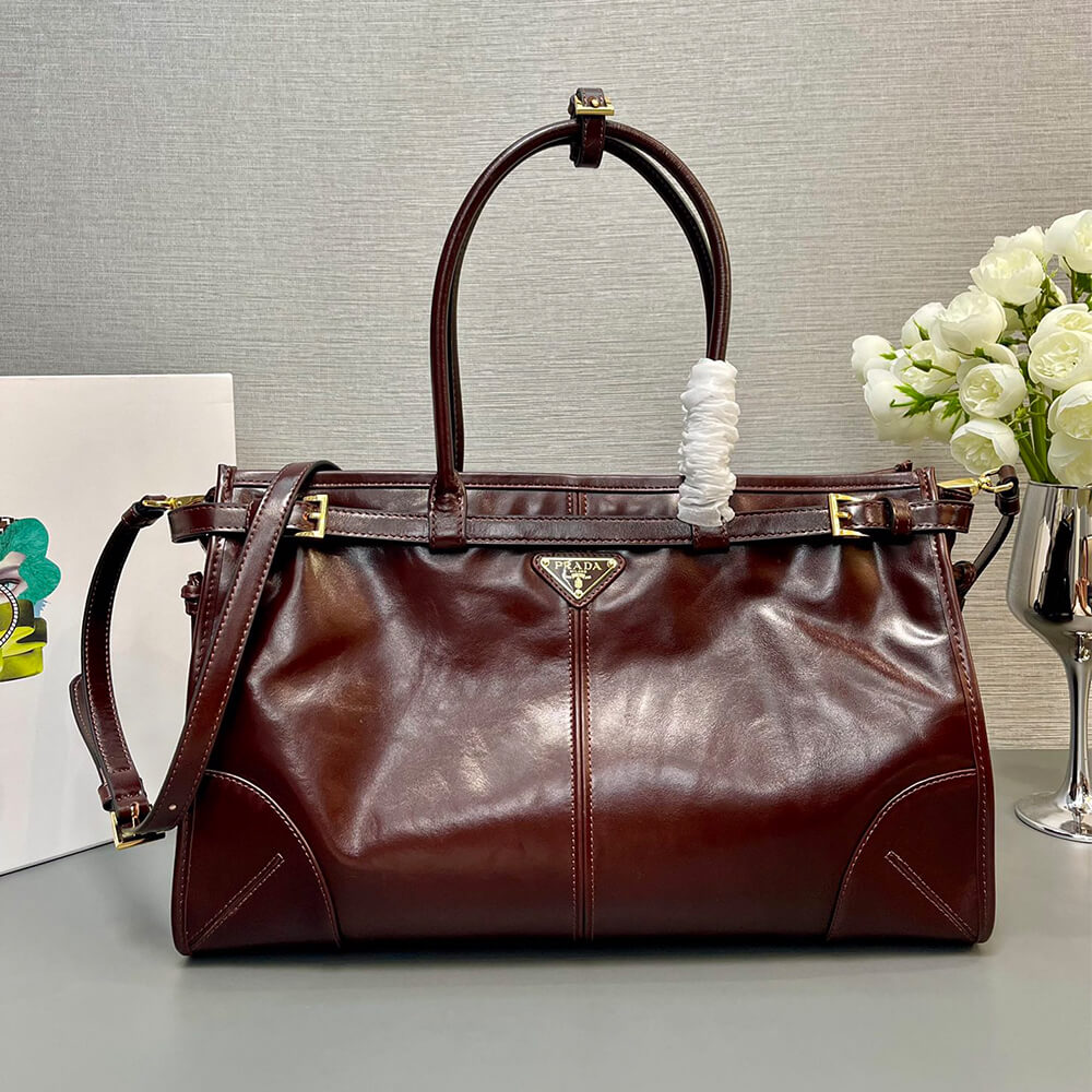 Dark Brown Prada Large leather handbag (high-end grade) - Image 2