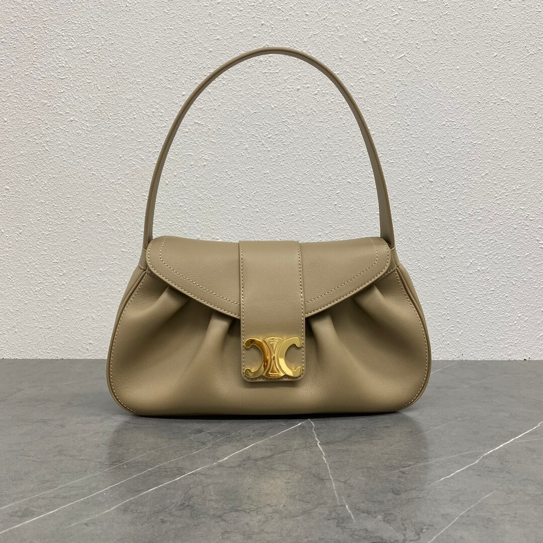 Dark Brown CELINE Medium POLLY bag in soft calfskin - Image 2