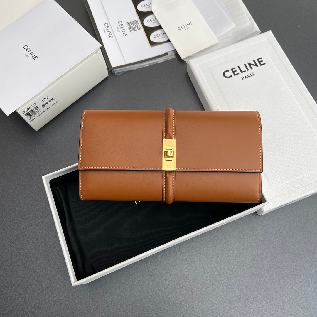 CELINE 16 Large Wallet in Shiny Calf Leather - Image 2