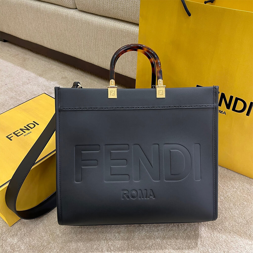 Black FENDI SUNSHINE Medium Tote Bag - Image 2
