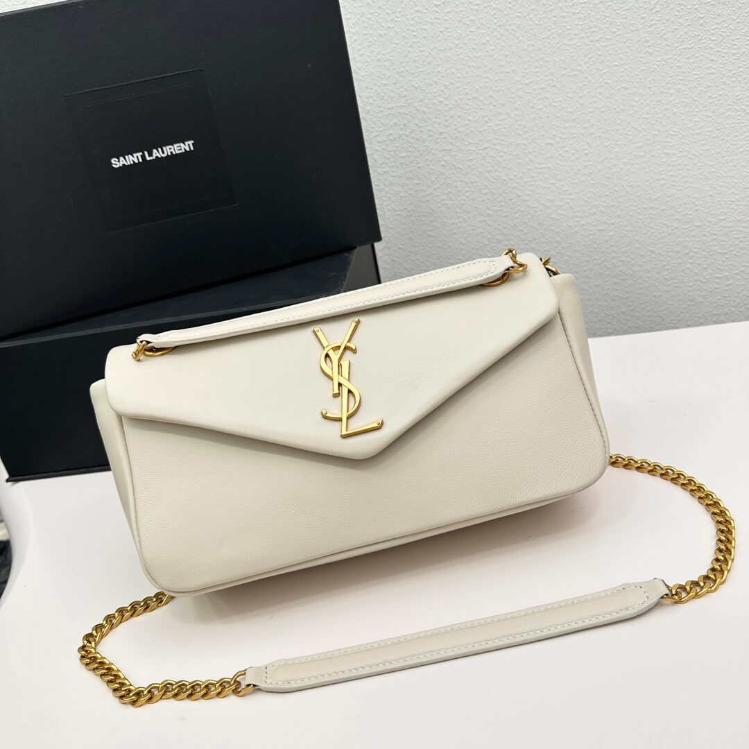 White YSL CALYPSO small in plunged lambskin - Image 2