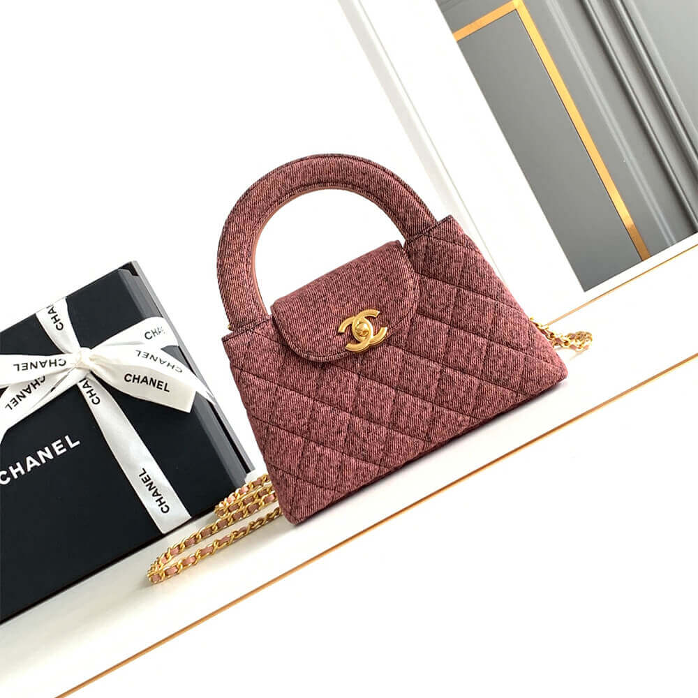 Orange & Black Chanel Mini Shopping Bag (high-end grade) - Image 2