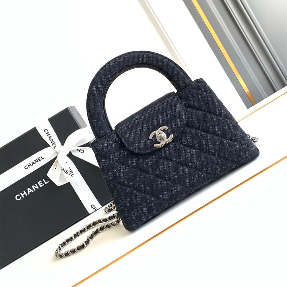 Black & Gray Chanel Mini Shopping Bag (high-end grade) - Image 2