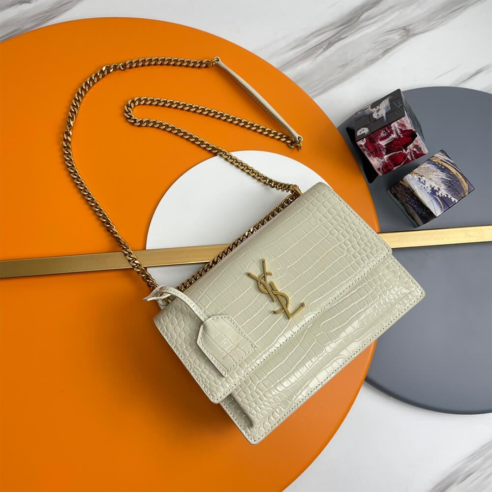 black YSL Crocodile-embossed leather SUNSET Medium - Image 2