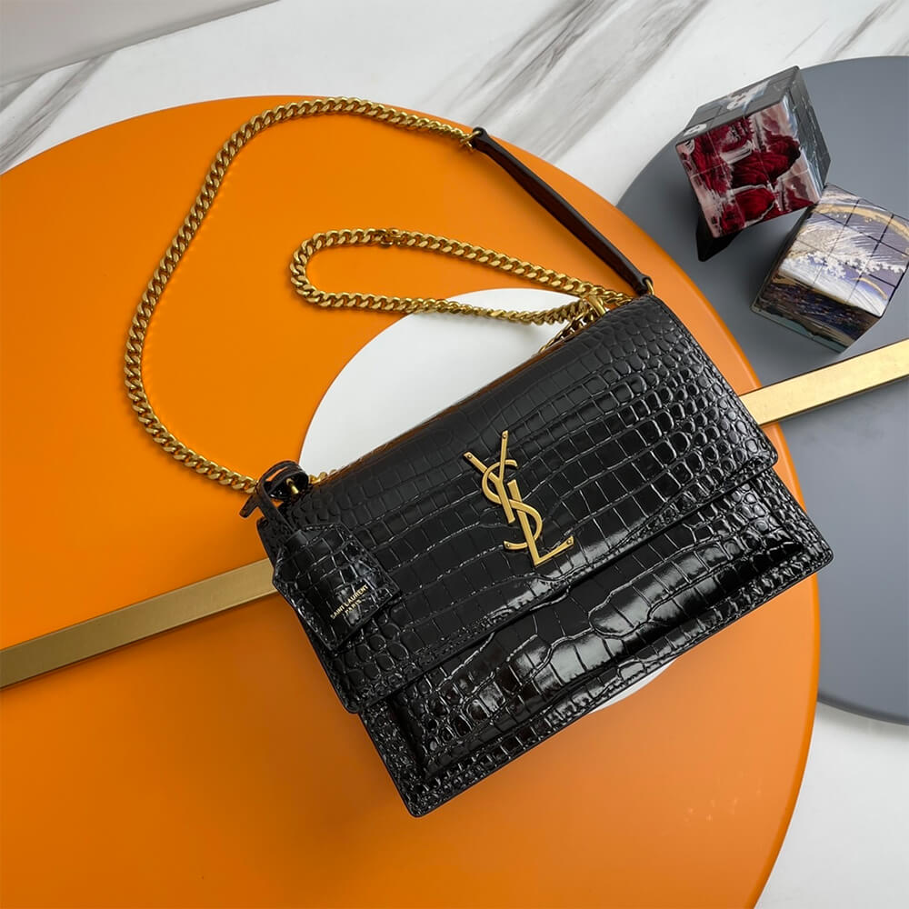 black YSL Crocodile-embossed leather SUNSET Medium - Image 2