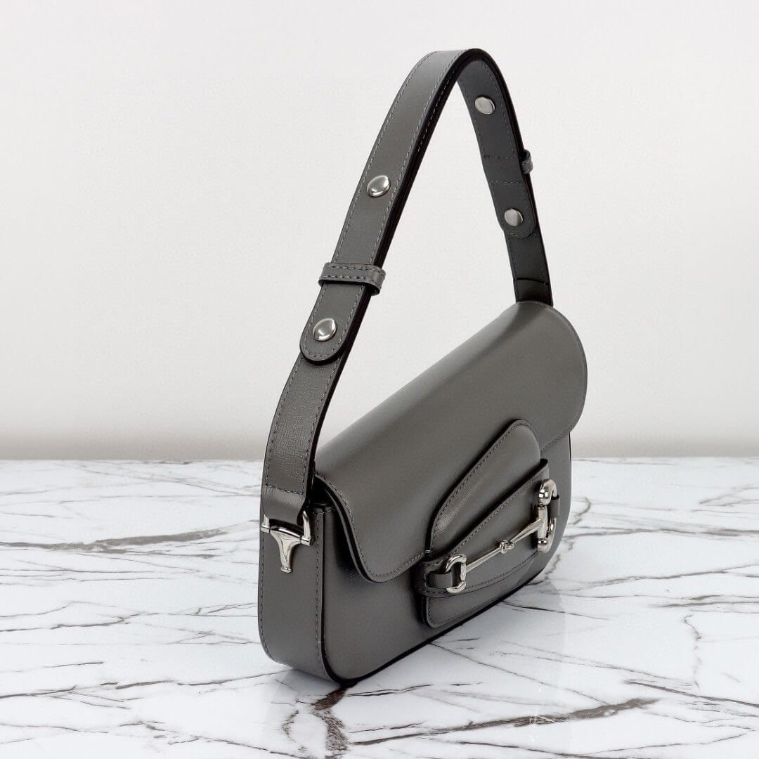 Gray Gucci Horsebit 1955 Small Shoulder Bag - Image 3
