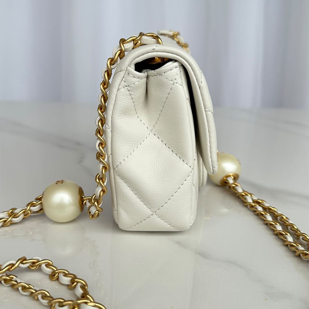 White Chanel MINI FLAP BAG - Image 3