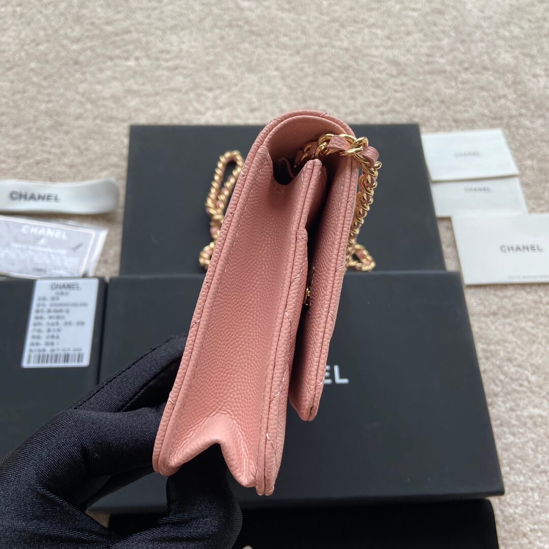 Pink Chanel classic chain wallet (high-end grade) - Image 3