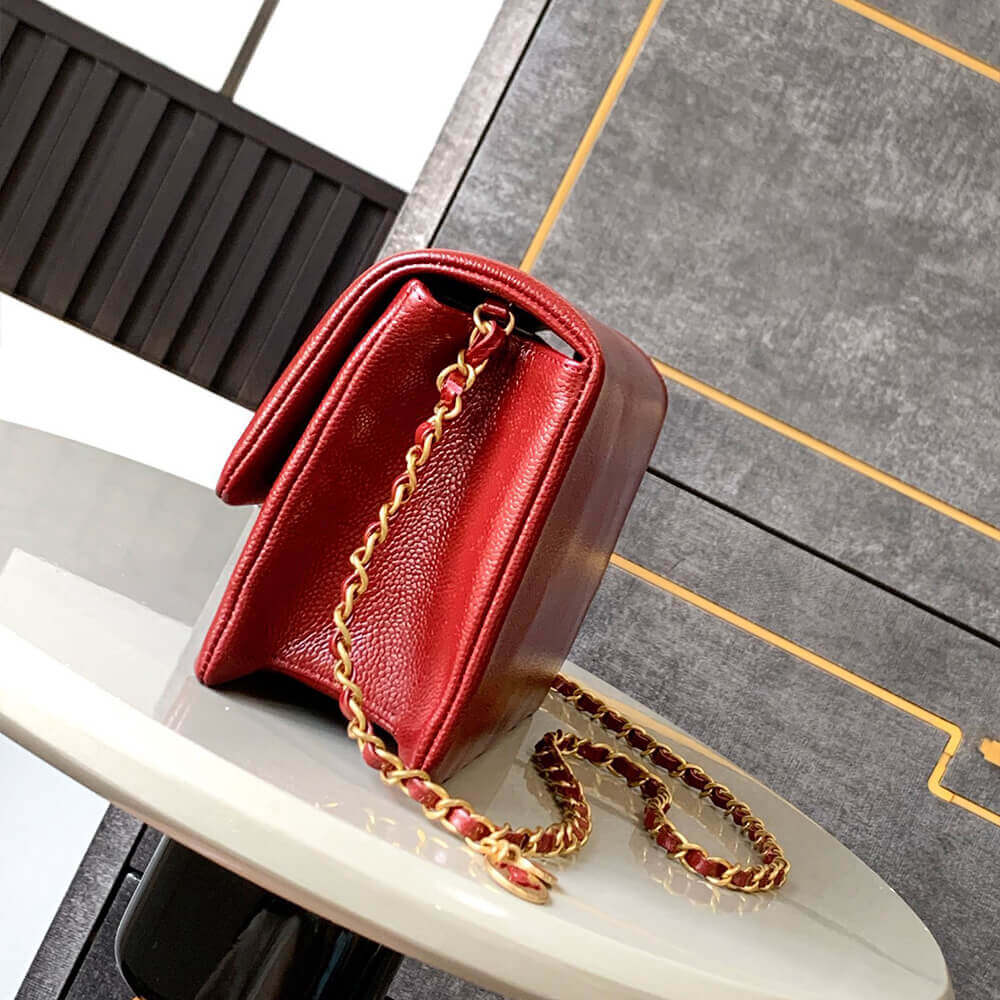 Burgundy CHANEL Small Flap Bag (high-end grade) - Image 3