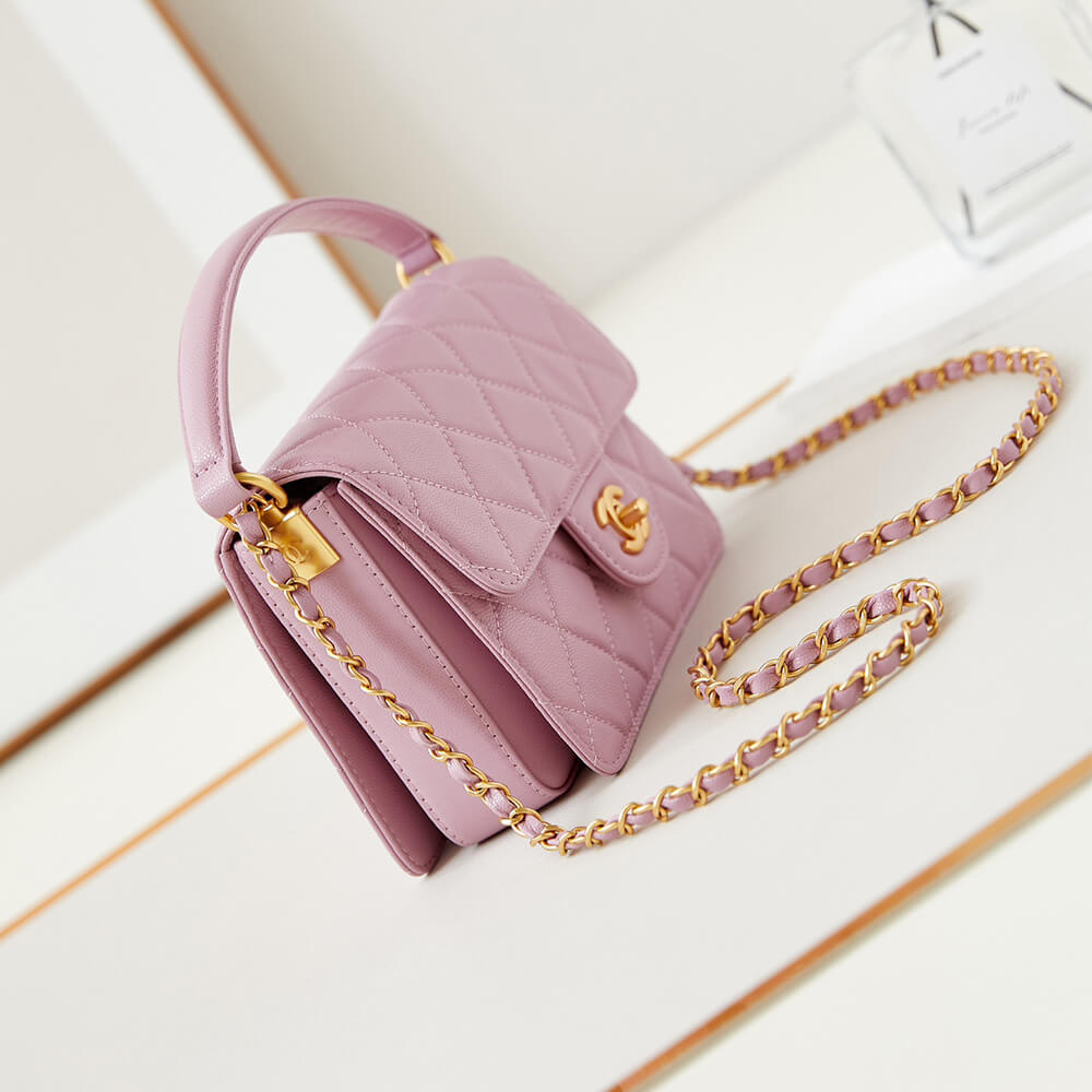 Pink lychee pattern Chanel Small Handbag (high-end grade) - Image 3