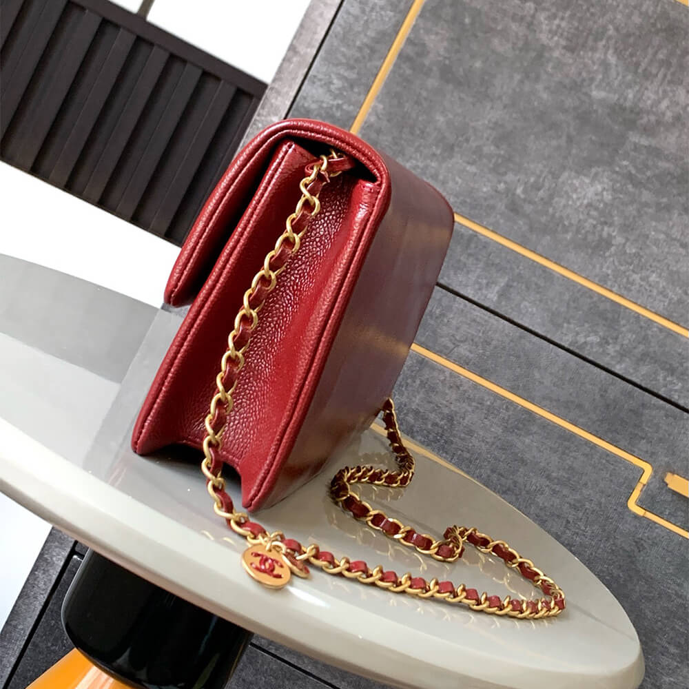 Burgundy CHANEL Long Flap Bag (high-end grade) - Image 3