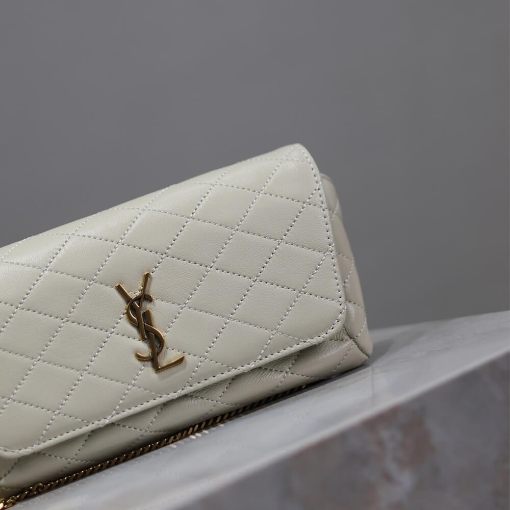 White wine YSL GABY chain phone holder in lambskin - Image 3