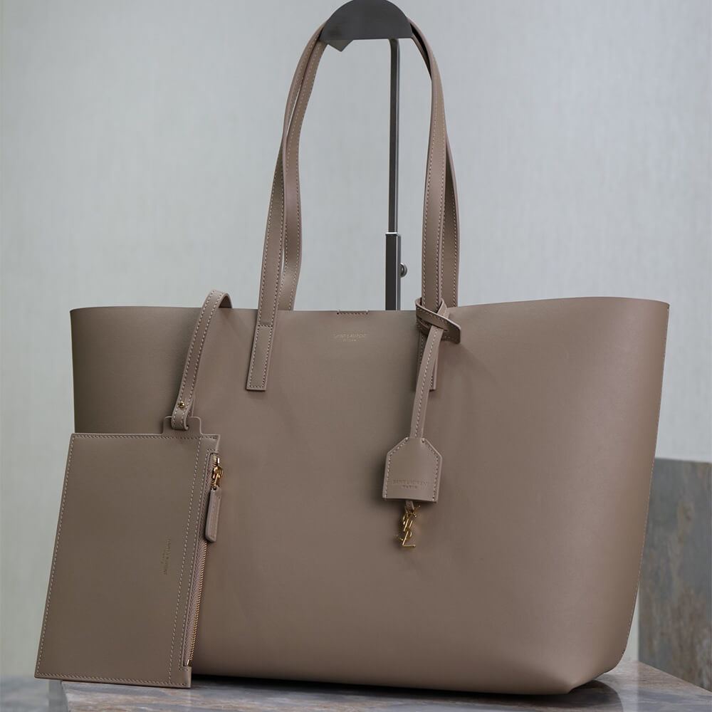 Dark beige YSL Shopping Saint Laurent leather - Image 3