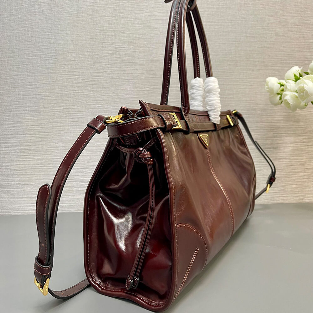 Dark Brown Prada Large leather handbag (high-end grade) - Image 3