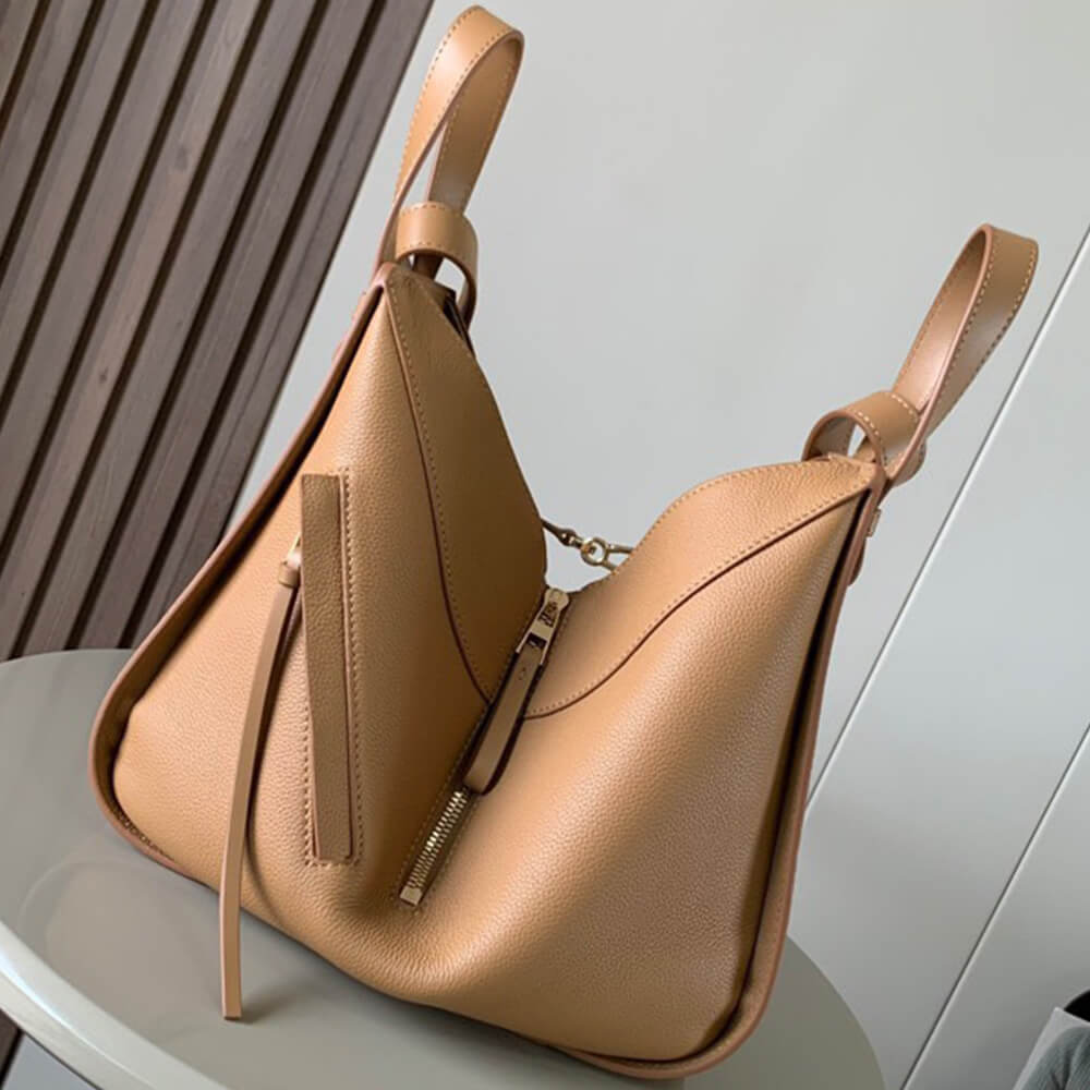 Toffee Loewe Small Hammock bag in soft grained calfskin - Image 3