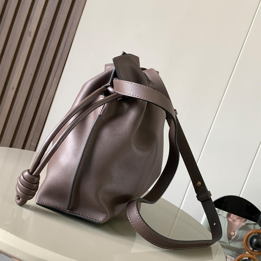 Chocolate LOEWE Medium Flamenco clutch in nappa calfskin (HIGH-END GRADE) - Image 3