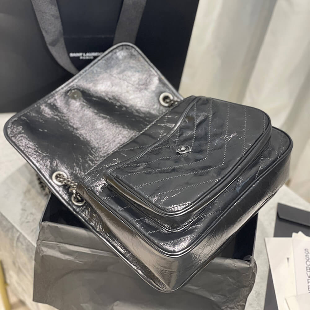 Black SAINT LAURENT NIKI MEDIUM IN CRINKLED VINTAGE LEATHER - Image 3