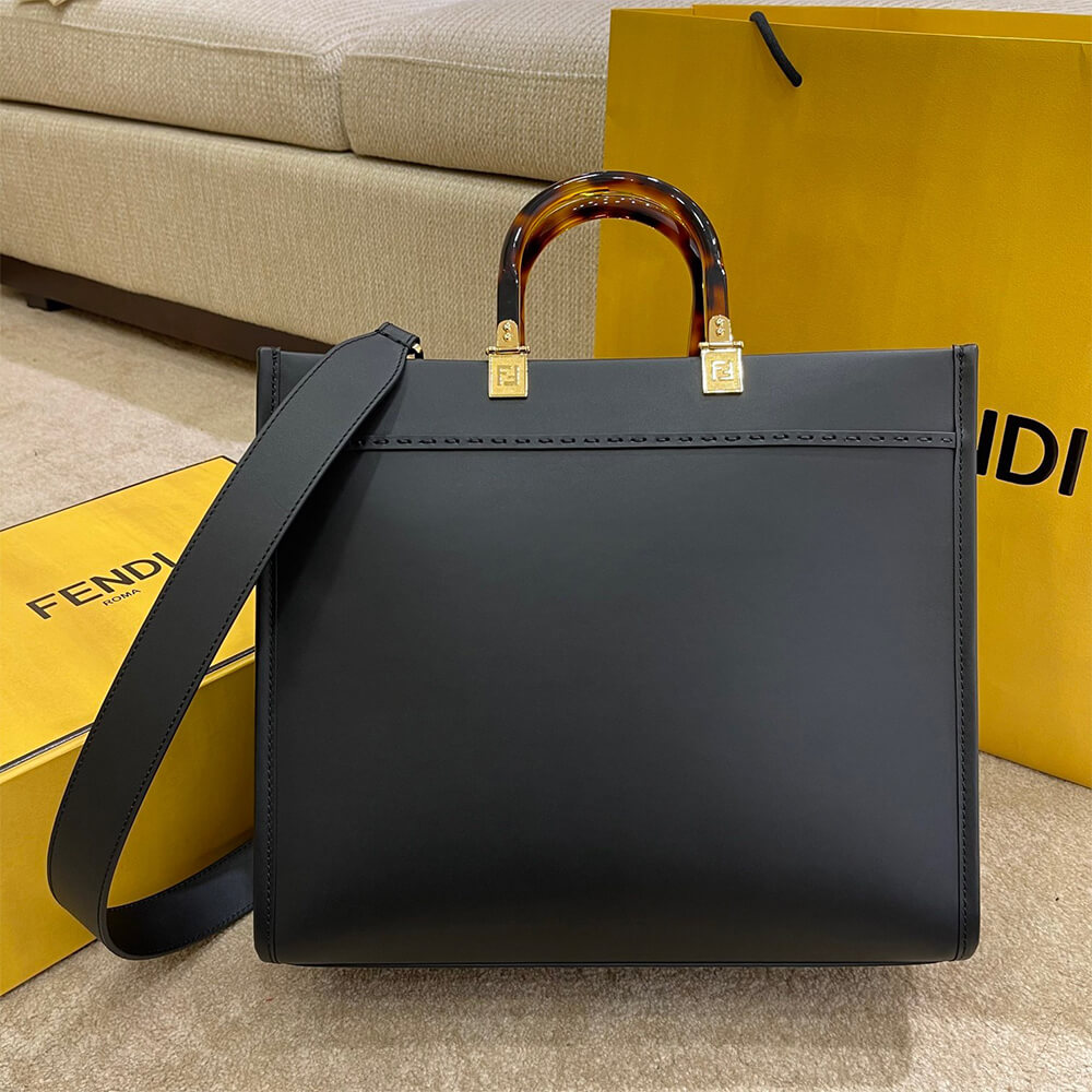 Black FENDI SUNSHINE Medium Tote Bag - Image 3