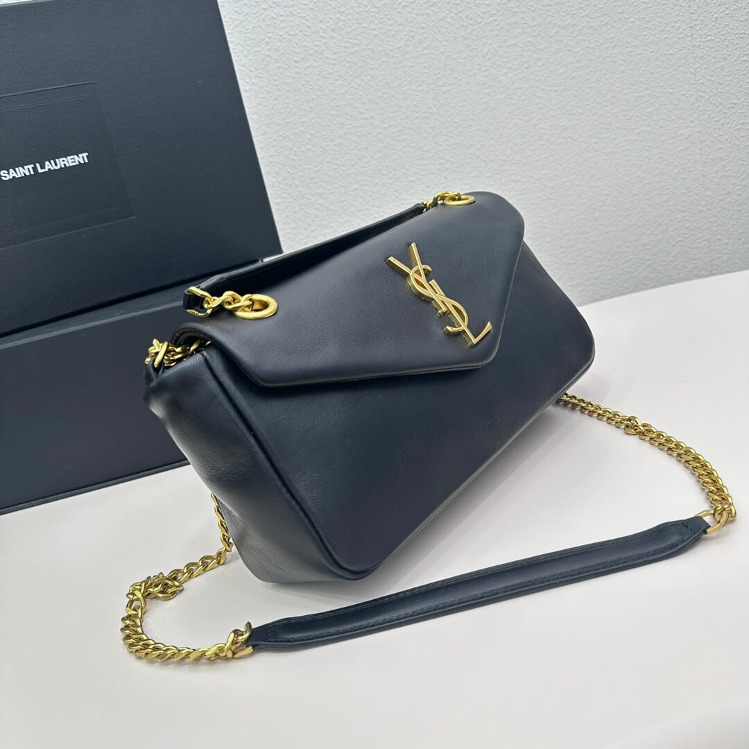 Black YSL CALYPSO small in plunged lambskin - Image 3