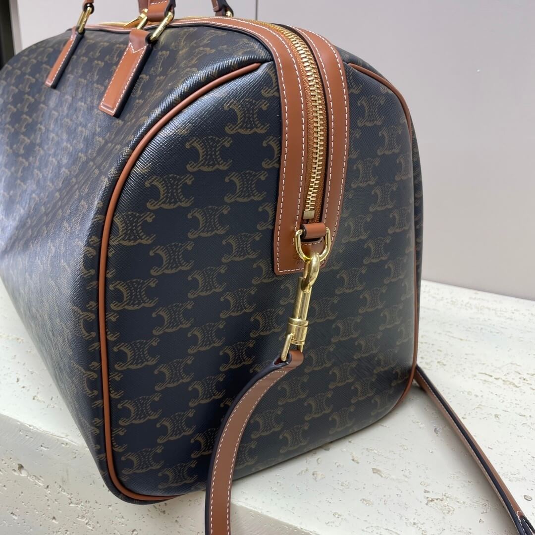 CELINE Medium duffle bag in logo-print calfskin - Image 3