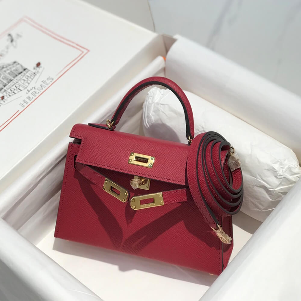 Ruby Red Hermes Mini Kelly II (High-end Grade) - Image 4