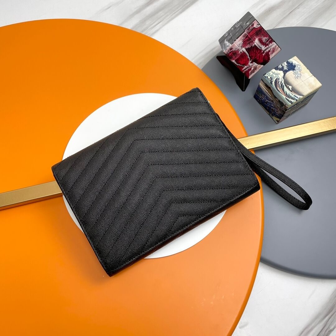 black YSL CASSANDRE matelasse leather flap clutch - Image 4