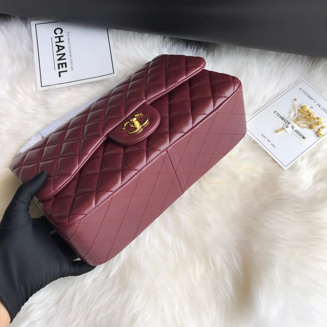Claret CHANEL LARGE CLASSIC HANDBAG (High-end grade) - Image 4