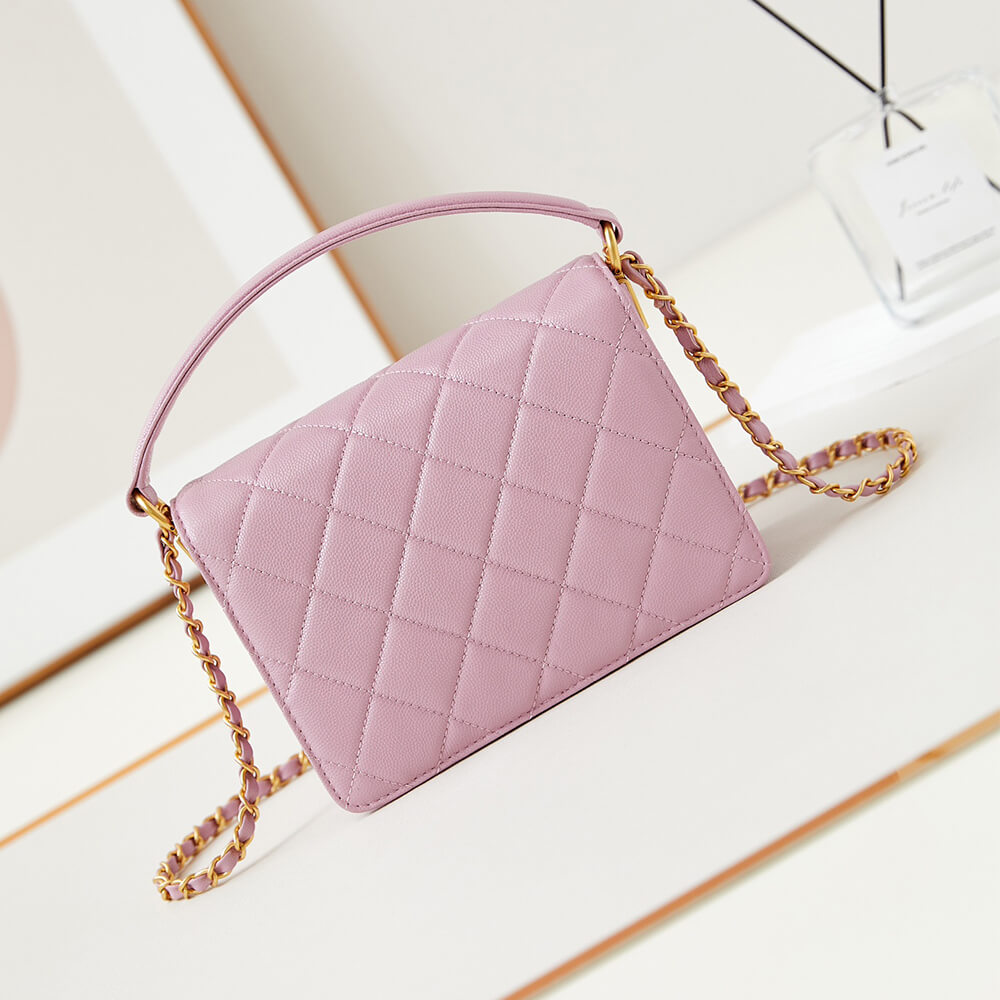 Pink lychee pattern Chanel Small Handbag (high-end grade) - Image 4