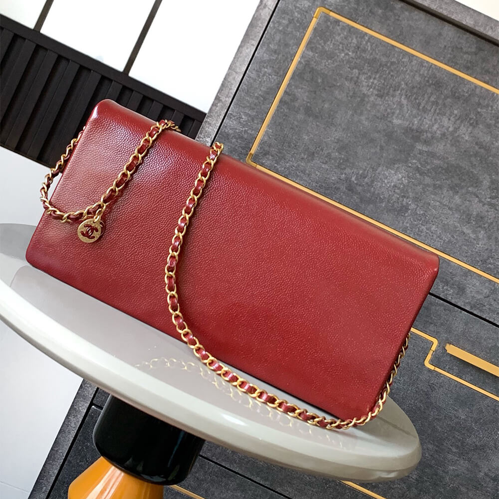 Burgundy CHANEL Long Flap Bag (high-end grade) - Image 4