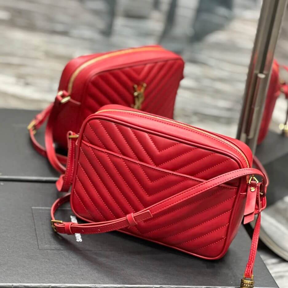 Red YSL LOU CAMERA BAG IN QUILTED LEATHER - Image 4