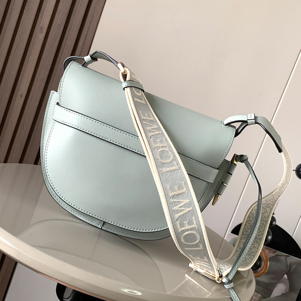 Light blue Loewe Small Gate bag in soft calfskin and jacquard - Image 4