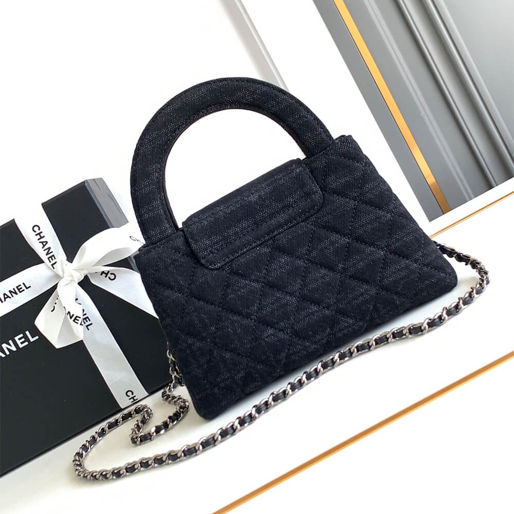 Black & Gray Chanel Mini Shopping Bag (high-end grade) - Image 4