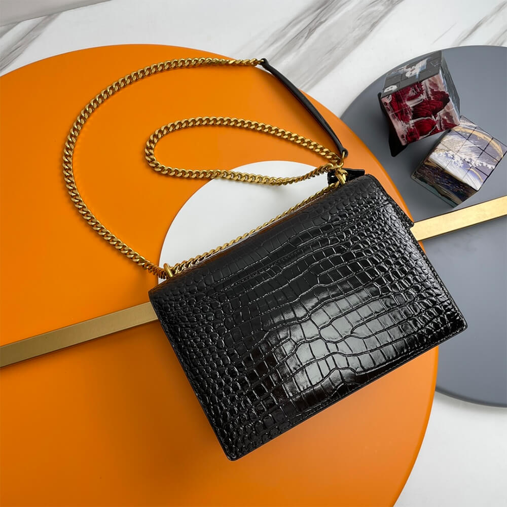 black YSL Crocodile-embossed leather SUNSET Medium - Image 4