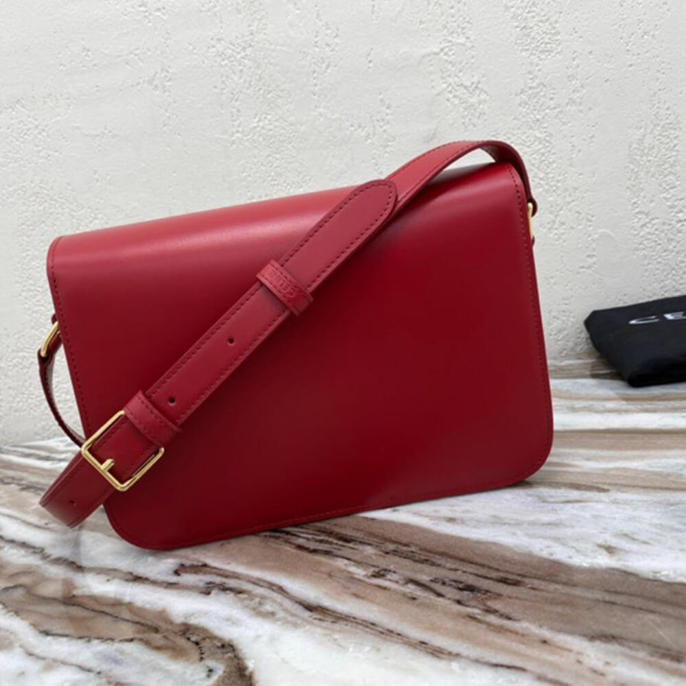 Red CELINE CLASSIQUE TRIOMPHE BAG IN CALFSKIN - Image 4