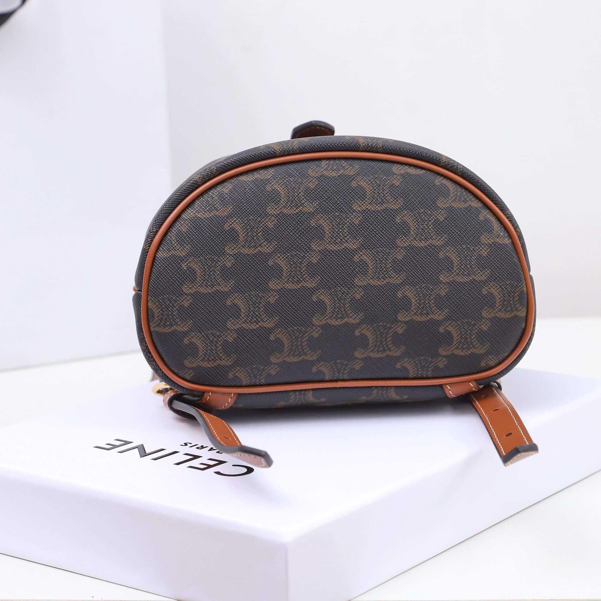 CELINE FOLCO Logo Print Calfskin Mini Backpack - Image 5