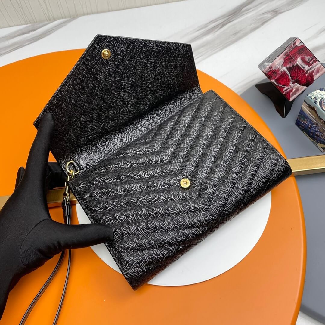 black YSL CASSANDRE matelasse leather flap clutch - Image 5