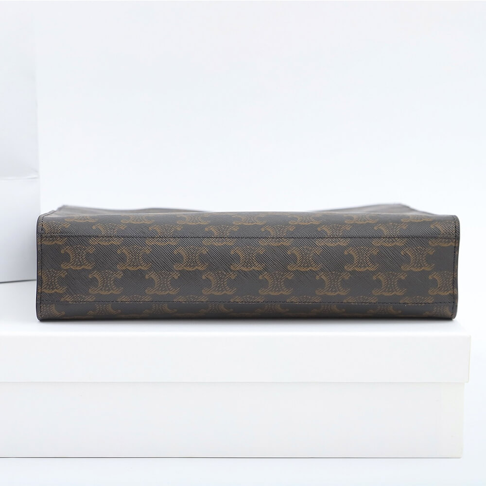 Tan CELINE Vertical Cabas bag in calfskin with logo print and Celine print - Image 5