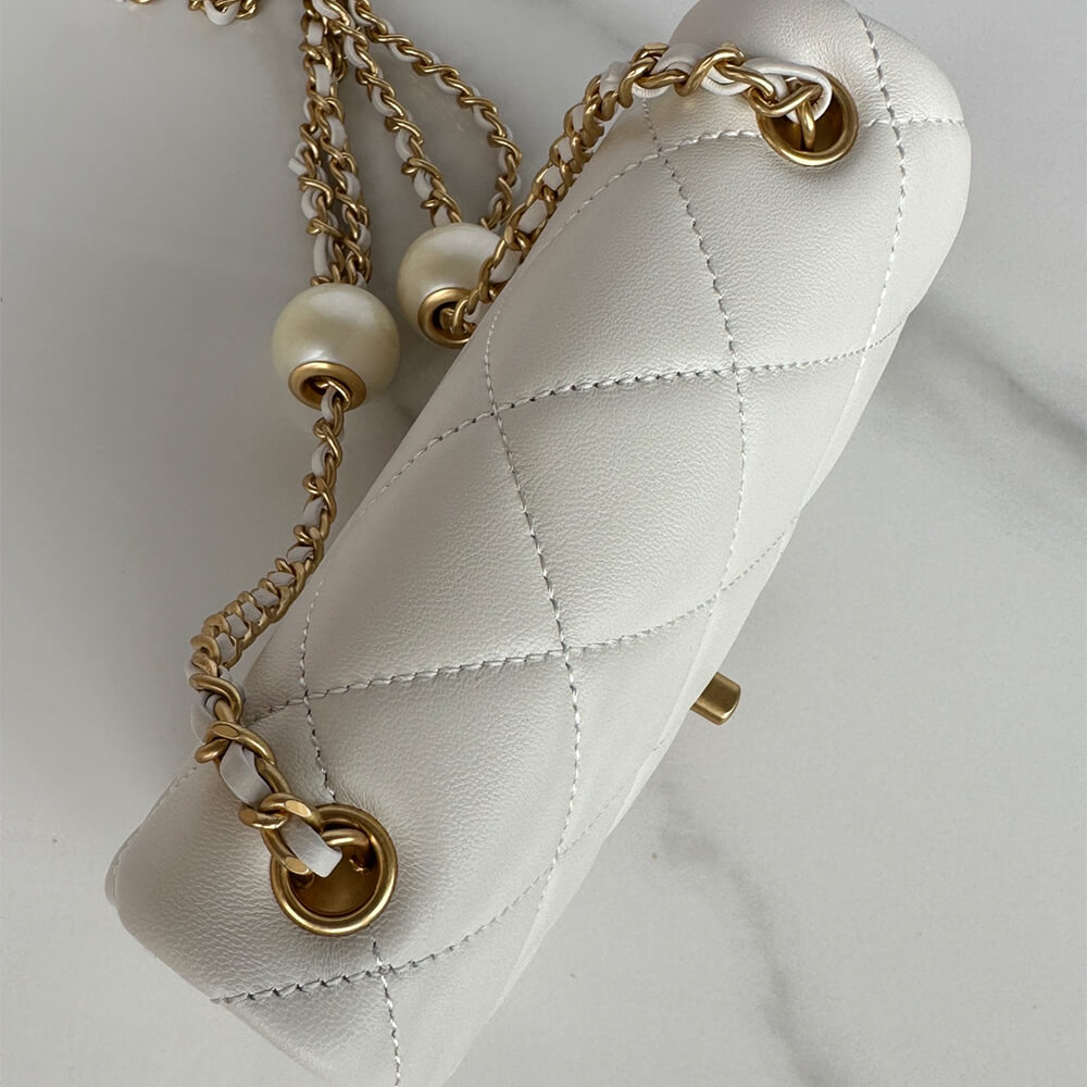 White Chanel MINI FLAP BAG - Image 5
