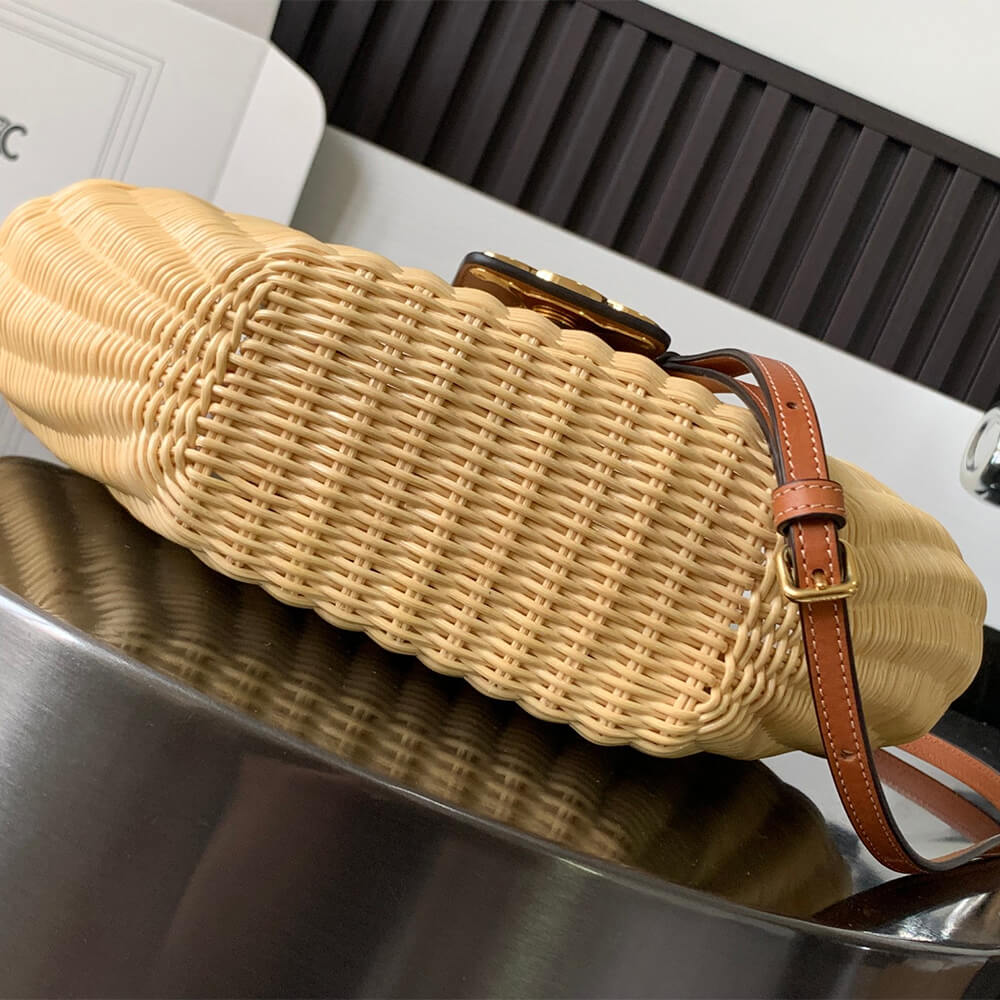 CELINE TEEN COUFFIN BAG IN WICKER AND NATURAL COW LEATHER(High-end Grade) - Image 5