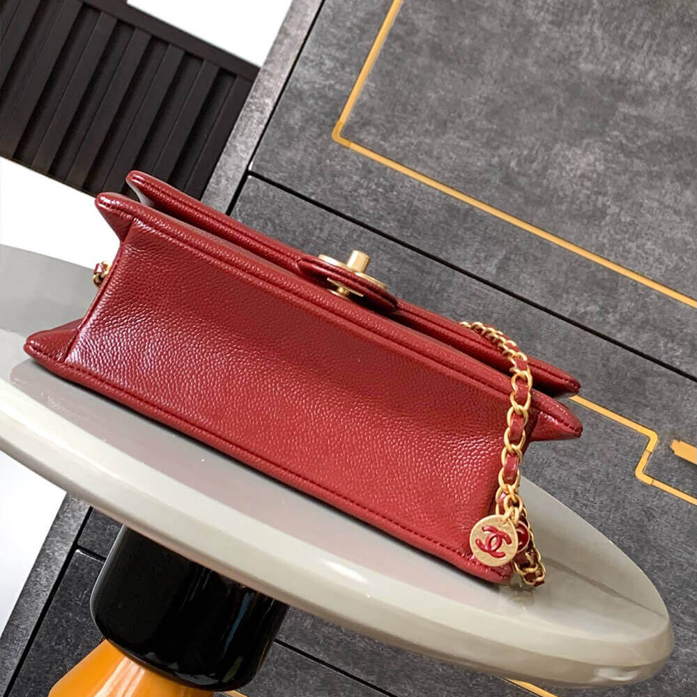 Burgundy CHANEL Small Flap Bag (high-end grade) - Image 5