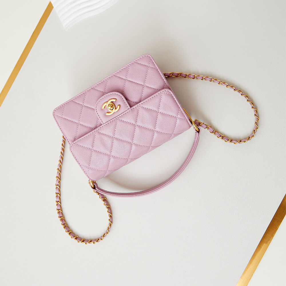 Pink lychee pattern Chanel Small Handbag (high-end grade) - Image 5
