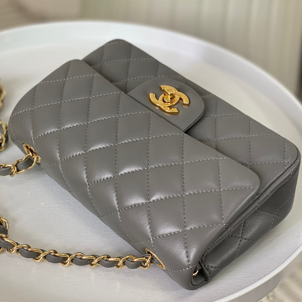 Gray Chanel Mini Flap Bag (high-end grade) - Image 5