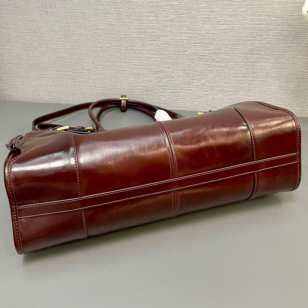 Dark Brown Prada Large leather handbag (high-end grade) - Image 5