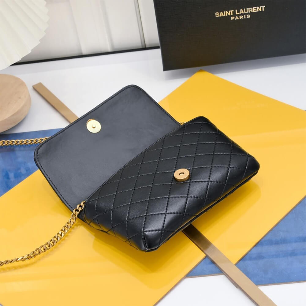 Black YSL GABY chain phone holder in lambskin - Image 5