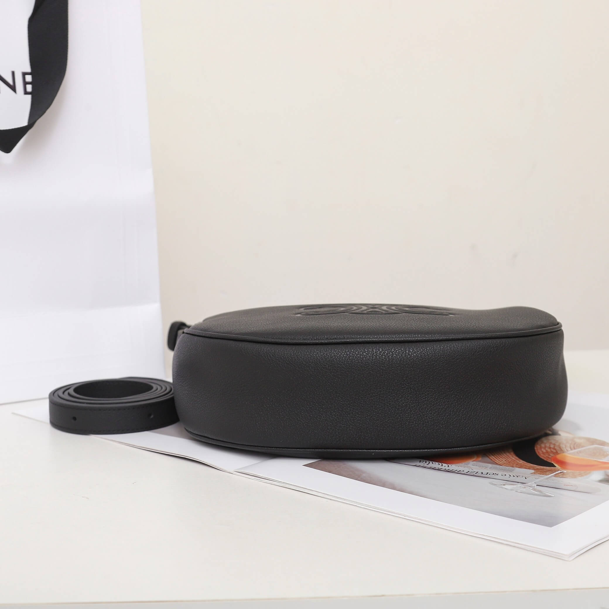 Black CELINE HELO?SE TRIOMPHE SMALL BAG IN SOFT CALFSKIN - Image 5