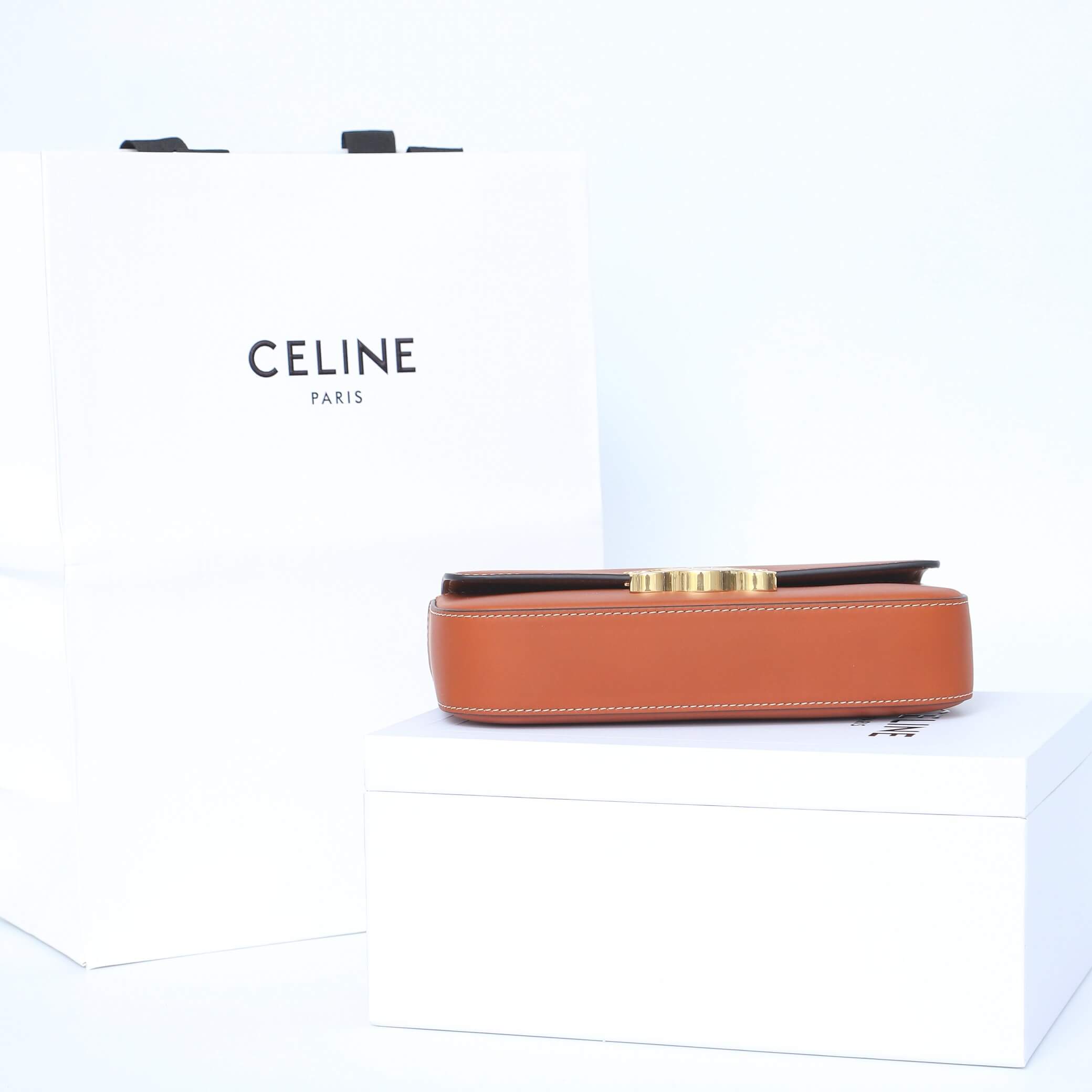 CELINE CLAUDE shiny cowhide leather chain shoulder Bag - Image 5