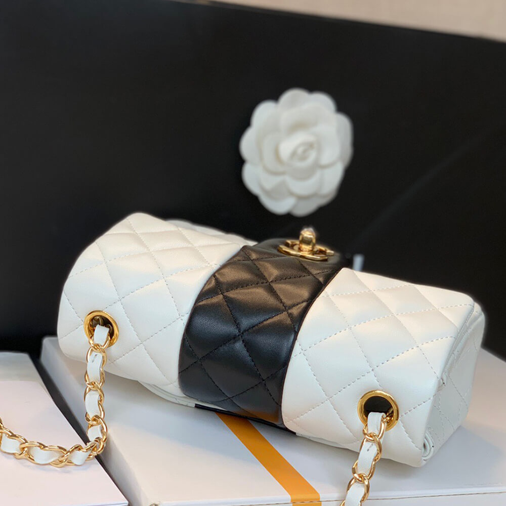 White & Black CHANEL MINI FLAP BAG - Image 5
