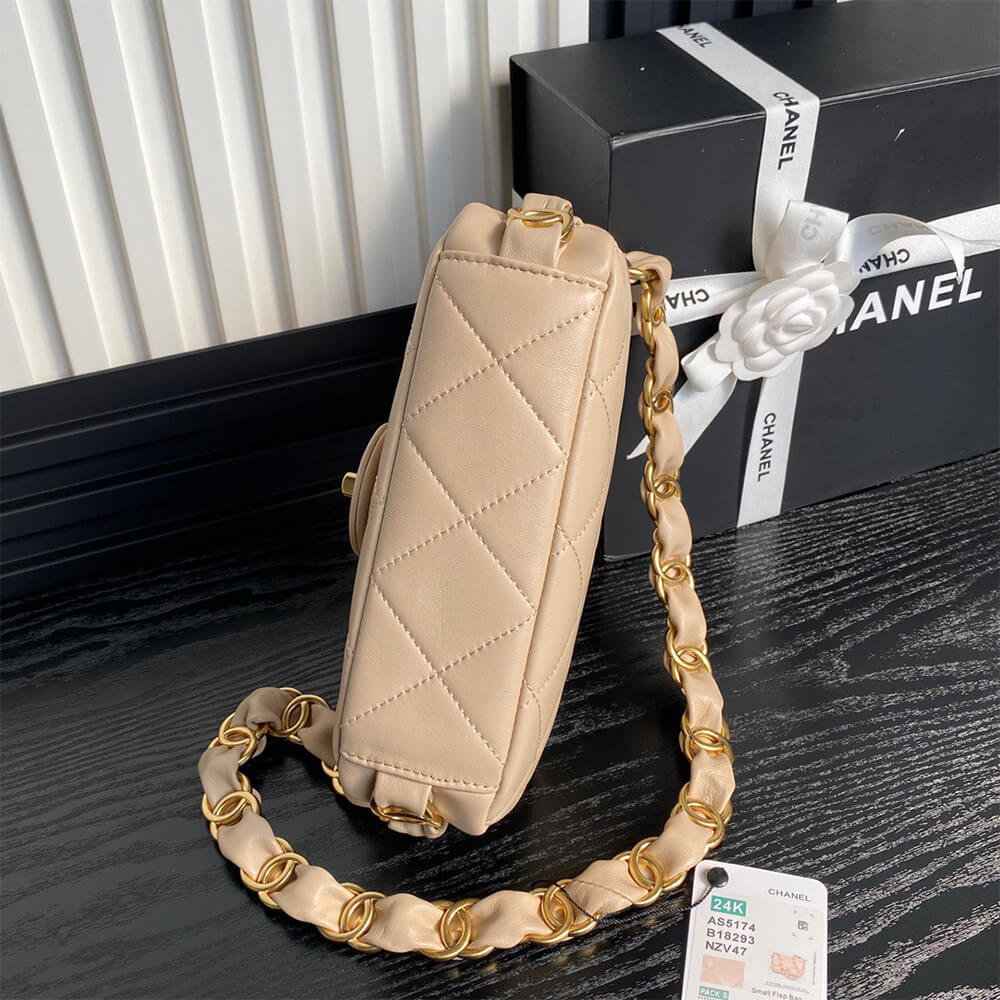 Beige CHANEL Small Flap Bag (high-end grade) - Image 5