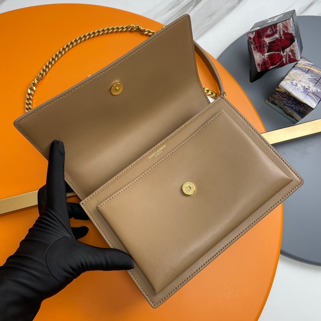 dark YSL sunset medium leather shoulder bag - Image 5